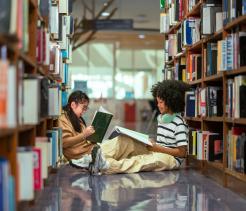 kids reading in library