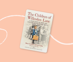 Book cover of The Children of Willesden Lane, showing a young girl holding a suitcase during World War II, on a soft illustrated background.