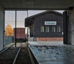 Tunnel with a View of Death, Lodz, Poland. Interior of the Radegast station tunnel, the place of deportation of Jewish people to death camps during World War II.