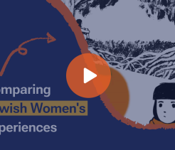 Video thumbnail titled Comparing Jewish Women’s Experiences, with an illustrated scene of a woman beneath a tree.