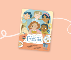 Cover of the children’s book An Invitation to Passover, illustrated with a group of children gathered around a table preparing for a Passover celebration.