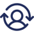 Icon of avatar with two arrows arcing above and below it