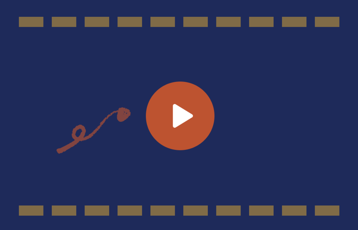A thumbnail of a video with navy background and an orange play button